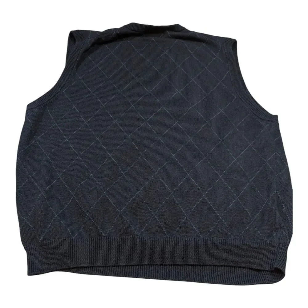 Eddie Bauer Pullover Sweater Vest Mens Size XL Navy Blue Argyle Cotton